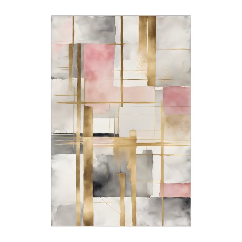 Abstract Geometric Art in Pink Gray and Gold 4