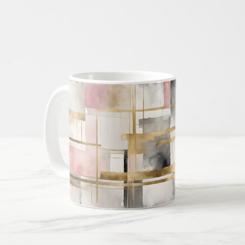 Abstract Geometric Art in Pink Gray and Gold 4 Coffee Mug