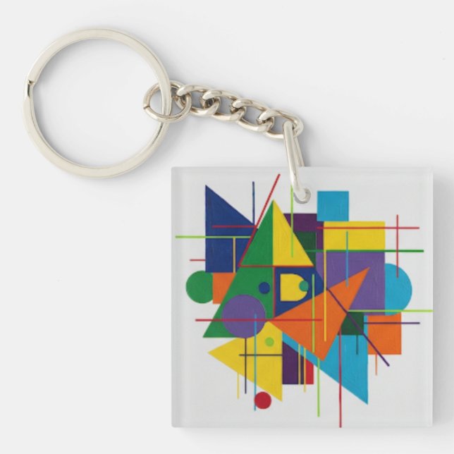 Abstract Geometric Art Keychain (Front)