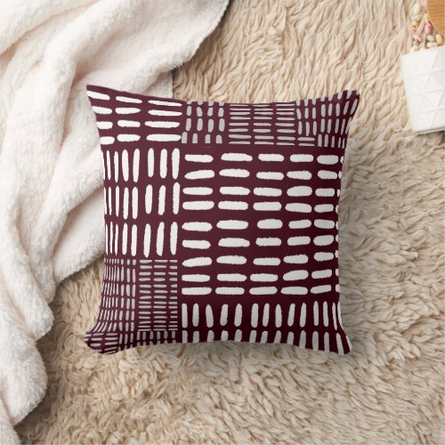 Abstract Geometric Art Pattern  Burgudy Throw Pillow