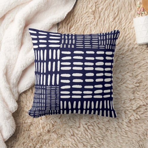 Abstract Geometric Art Pattern  Navy Blue Throw Pillow