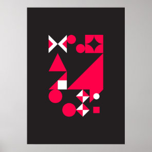 Abstract Geometric Art (Red, Black & White) 12 Poster