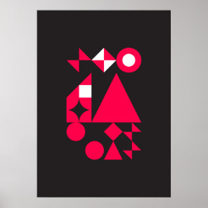 Abstract Geometric Art (Red, Black & White) 1 Poster