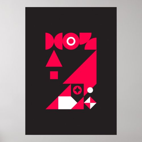 Abstract Geometric Art Red Black  White 33 Poster