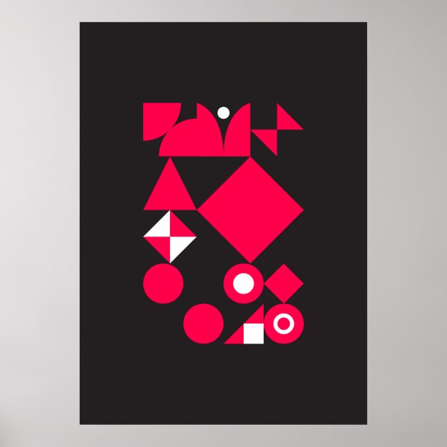 Abstract Geometric Art (Red, Black & White) 7 Poster (Front)