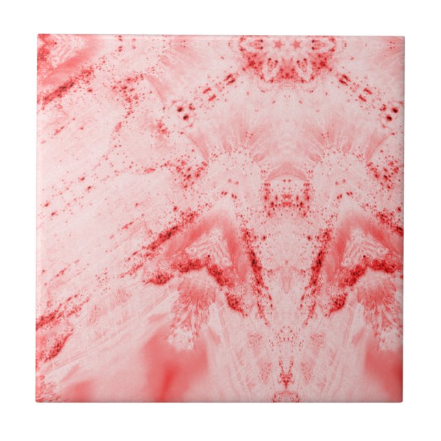 Abstract geometric art red pink ceramic tile (Front)
