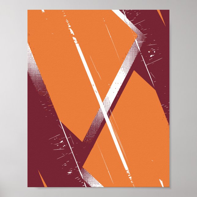 Abstract Geometric Art with Burgundy Background Poster (Front)