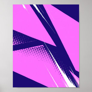 Abstract Geometric Art with Dark Blue Background Poster
