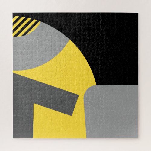 Abstract Geometric Art yellow grey black Jigsaw Puzzle