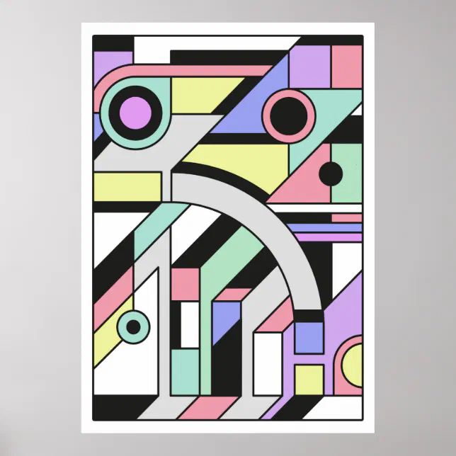Abstract geometric artwork in cubism style poster | Zazzle