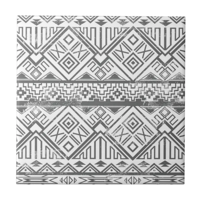 Abstract Geometric Aztec Pattern 2 Ceramic Tile | Zazzle