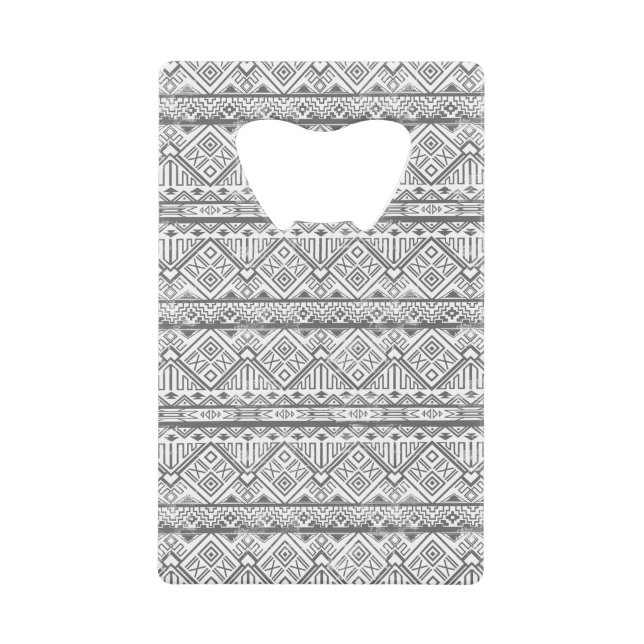 Abstract Geometric Aztec Pattern 2 Credit Card Bottle Opener (Front)