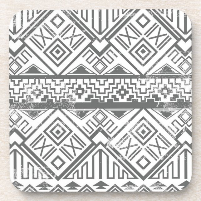Abstract Geometric Aztec Pattern 2 Drink Coaster (Front)