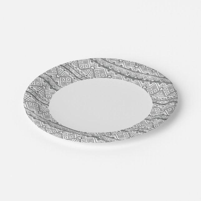 Abstract Geometric Aztec Pattern 2 Paper Plates (Angled)