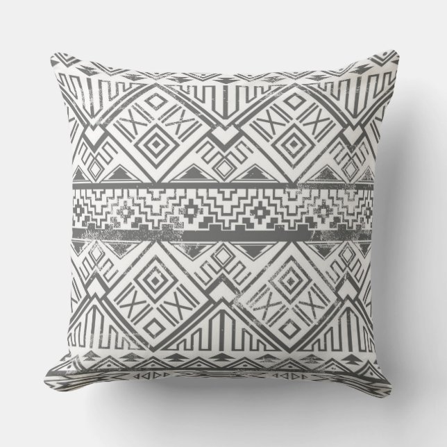 Abstract Geometric Aztec Pattern 2 Throw Pillow (Front)