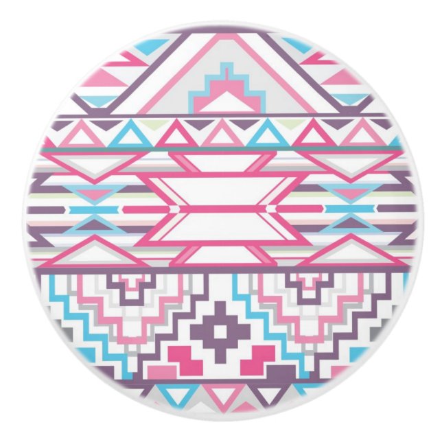 Abstract Geometric Aztec Pattern 3 Ceramic Knob (Front)