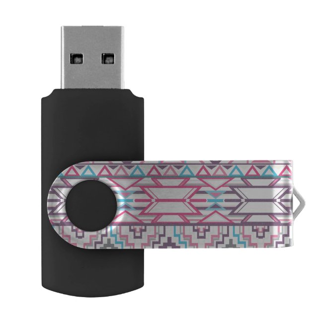 Abstract Geometric Aztec Pattern 3 Flash Drive (Opened)