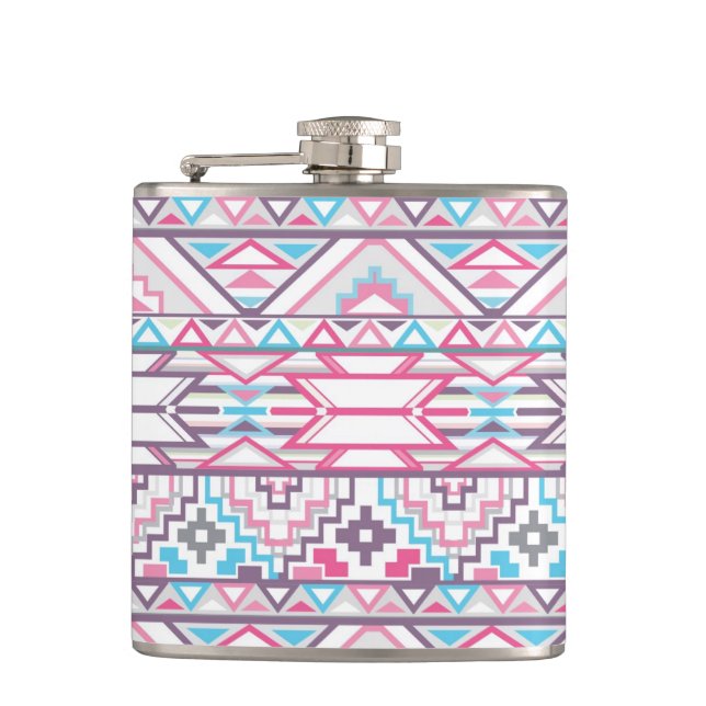 Abstract Geometric Aztec Pattern 3 Flask (Front)