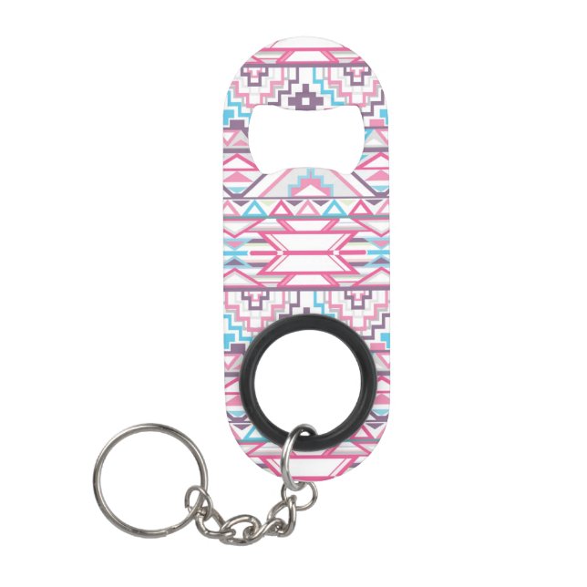 Abstract Geometric Aztec Pattern 3 Keychain Bottle Opener (Front)