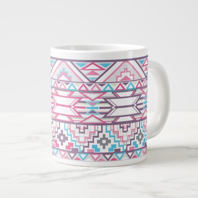 Abstract Geometric Aztec Pattern 3 Large Coffee Mug (Front Right)