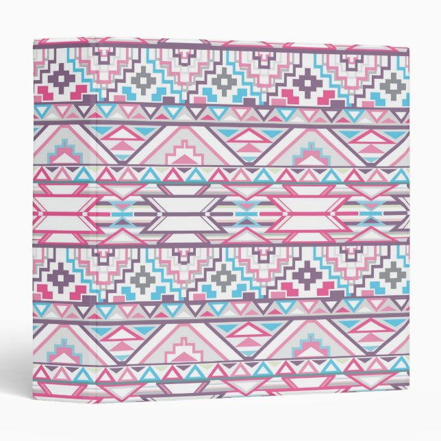 Abstract Geometric Aztec Pattern 3 Ring Binder (Front/Spine)