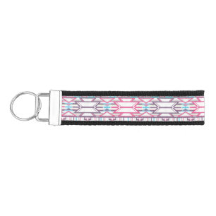 Abstract Geometric Aztec Pattern 3 Wrist Keychain