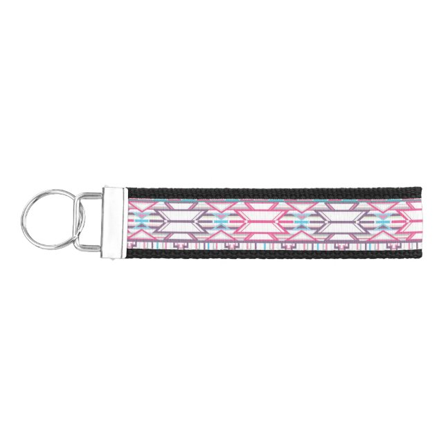 Abstract Geometric Aztec Pattern 3 Wrist Keychain (Keys on Left)
