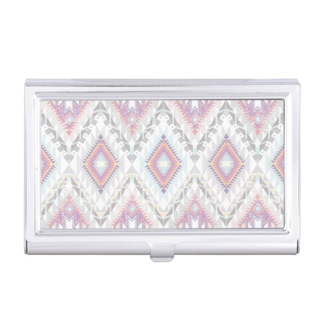 Abstract Geometric Aztec Pattern Business Card Holder (Front)