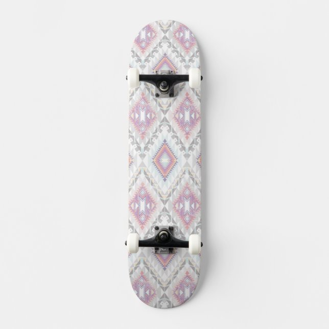 Abstract Geometric Aztec Pattern Skateboard Deck (Front)