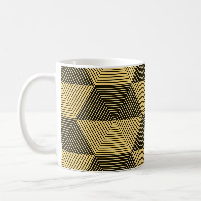 Abstract geometric background. Hexagonal mesh with Coffee Mug (Left)