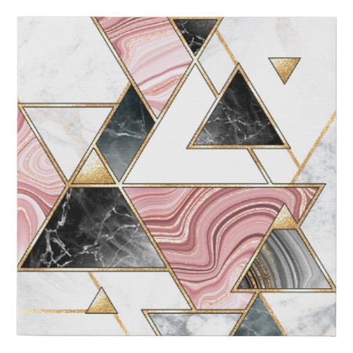 Abstract geometric background Modern marble mosai Faux Canvas Print