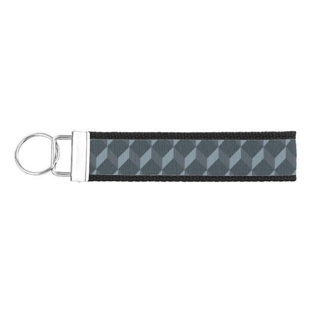 Abstract Geometric Background Pattern Wrist Keychain (Keys on Left)