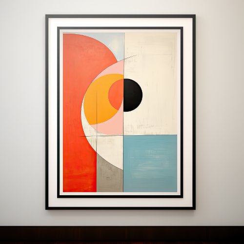 Abstract Geometric Balance Soft Hues Bold Lines Poster