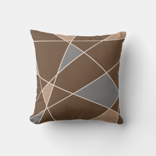 Abstract Geometric beige grey Brown Pattern Outdoor Pillow
