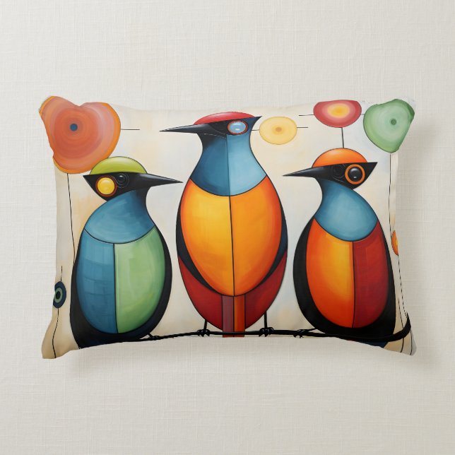 Abstract Geometric Birds Wonders Accent Pillow (Front)