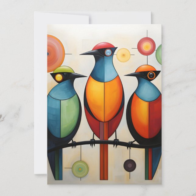 Abstract Geometric Birds Wonders Holiday Card (Front)