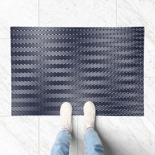 Abstract Geometric Black and White Stripes Trippy Doormat