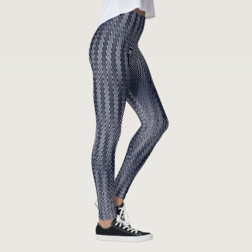 Abstract Geometric Black and White Stripes Trippy Leggings