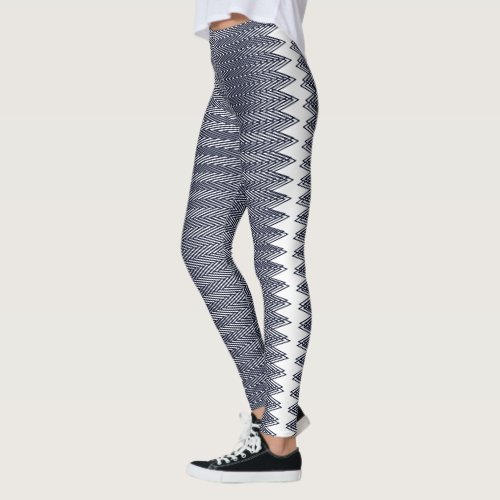 Abstract Geometric Black and White Stripes Trippy Leggings
