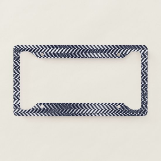 Abstract Geometric Black and White Stripes Trippy License Plate Frame