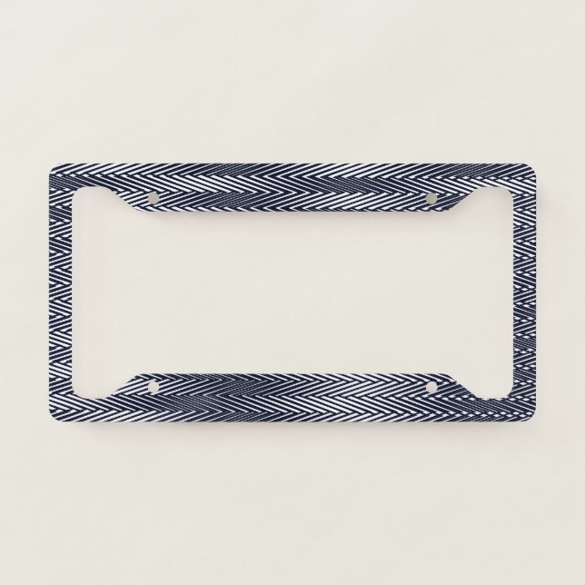 Abstract Geometric Black and White Stripes, Trippy License Plate Frame (Front)