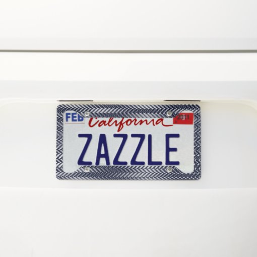 Abstract Geometric Black and White Stripes, Trippy License Plate Frame