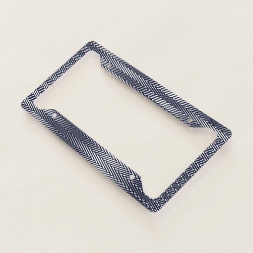 Abstract Geometric Black and White Stripes, Trippy License Plate Frame