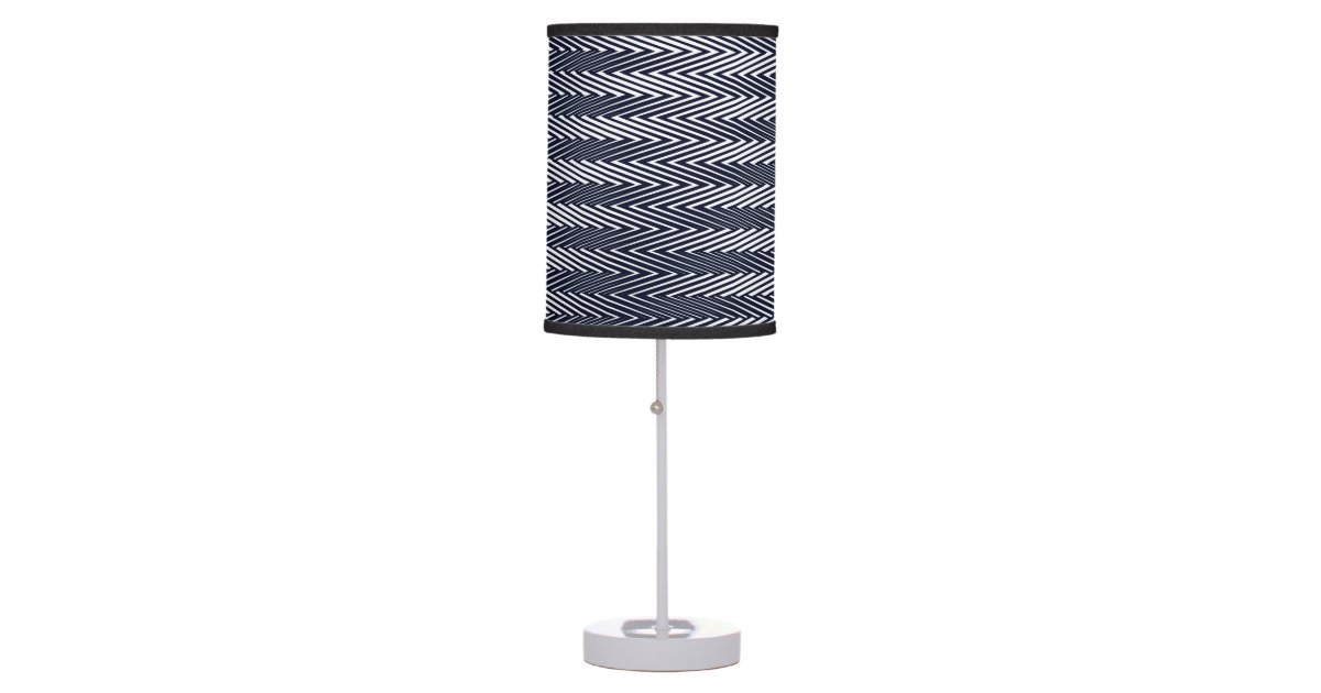 Abstract Geometric Black And White Stripes Trippy Table Lamp Zazzle Com