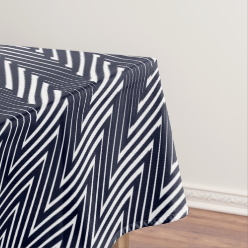 Abstract Geometric Black and White Stripes Trippy Tablecloth