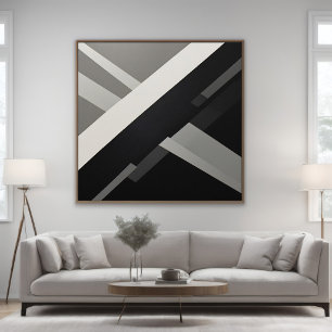 Abstract Geometric Black White Gray Poster