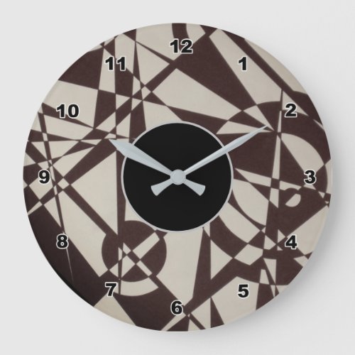 Abstract Geometric Black White Modern Large Clock