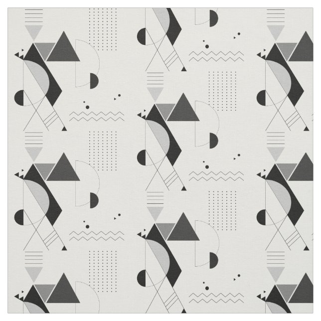 Abstract Geometric Black White Modern New Age Fabric (Swatch)