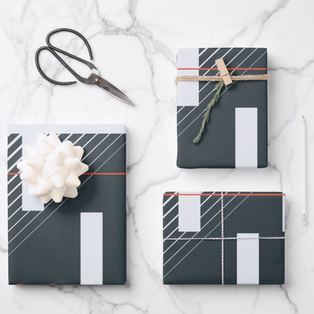 Abstract Geometric Block Pattern Wrapping Paper Sheets (Front)