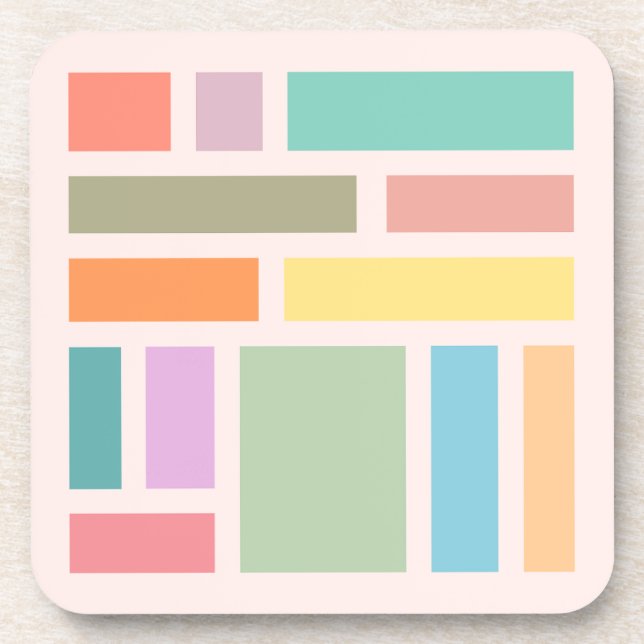 Abstract Geometric Blocks Beverage Coaster (Front)